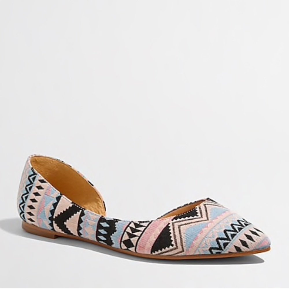 NWT J. CREW D’Orsey flats in woven Aztec size 8